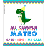 Invitación Baby Dino. Pers